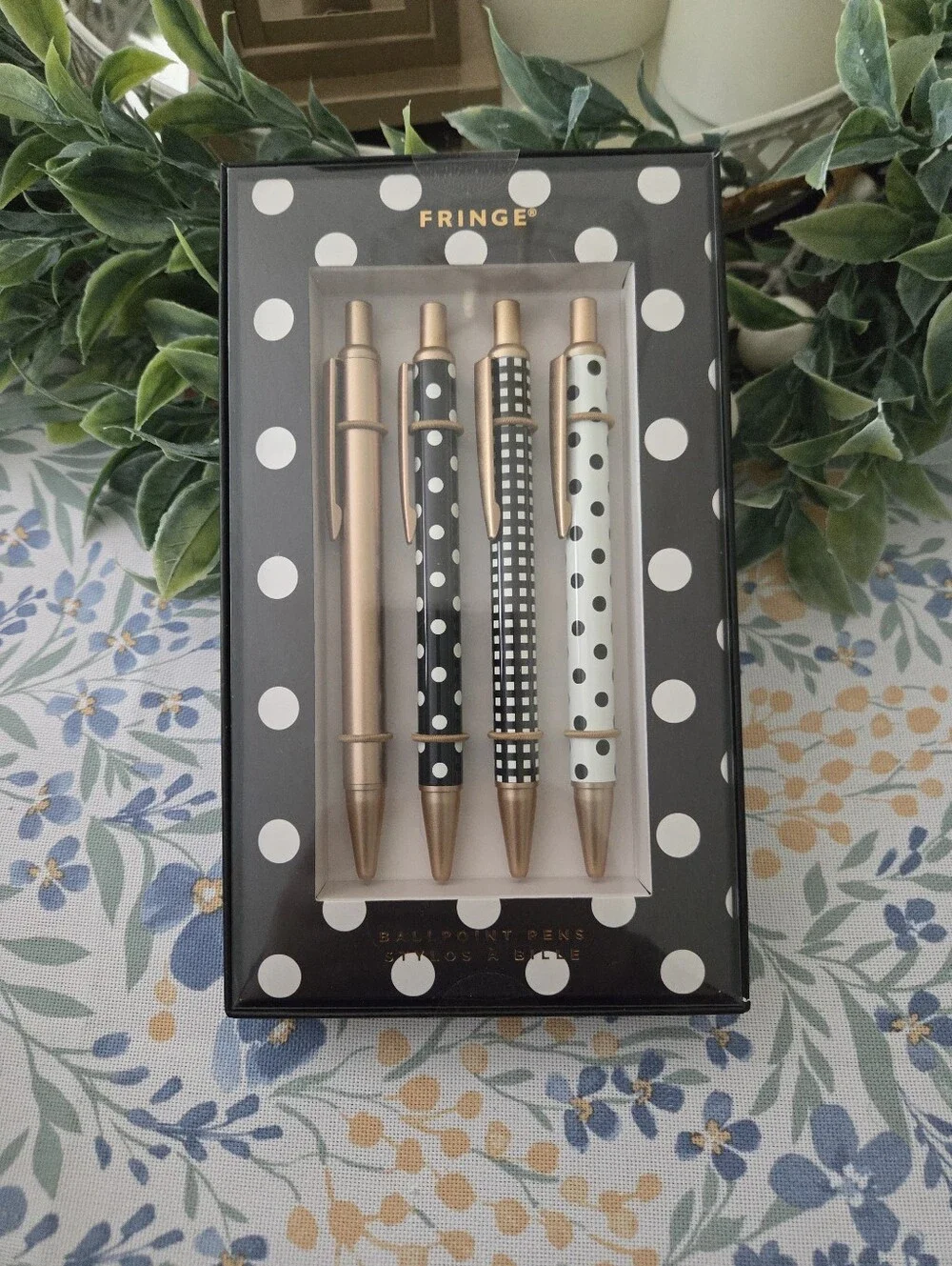 Fringe Studio Black & Rose Gold Polka Dot Ballpoint Pen Set & Journals
